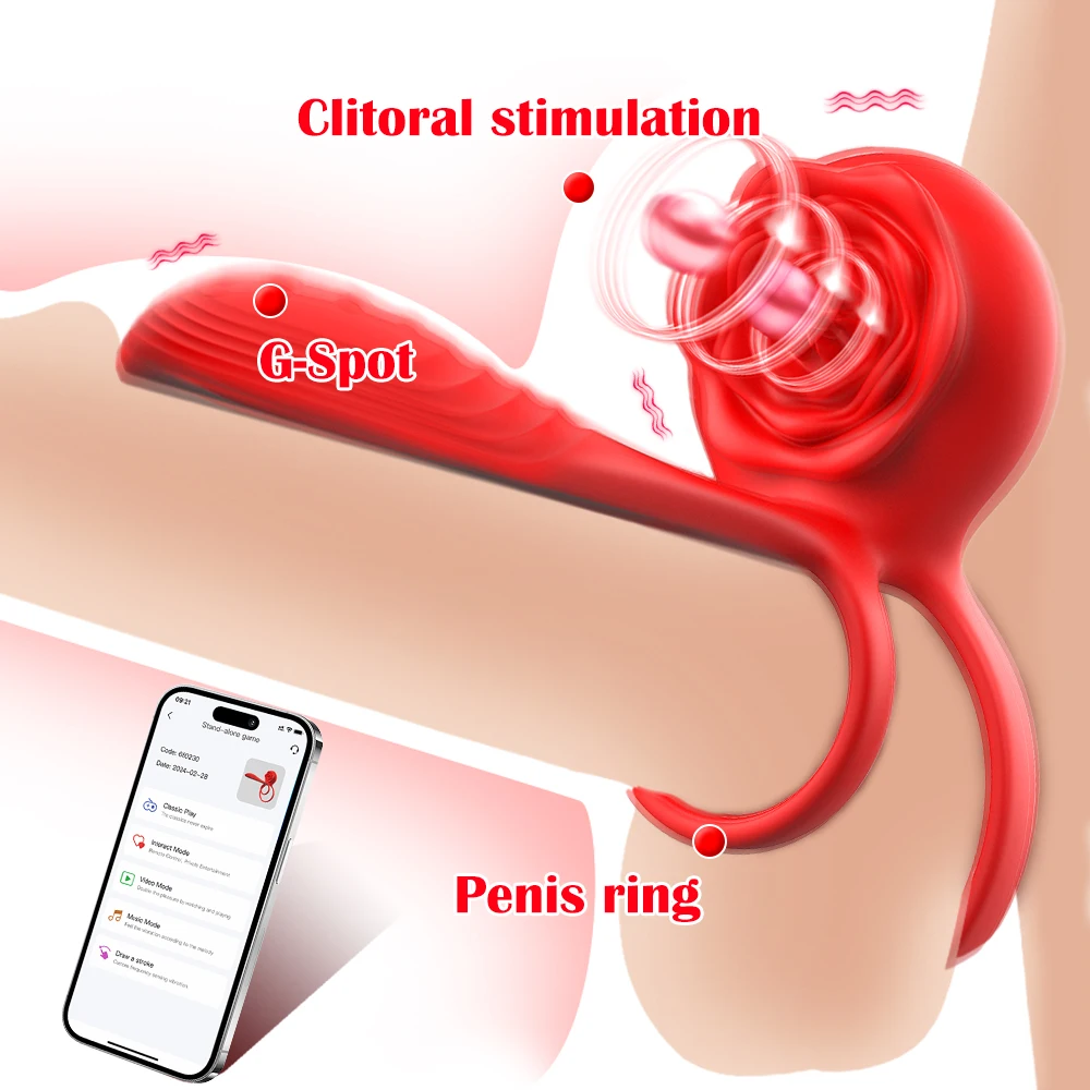 HESEKS Rose Vibrating Cock Ring Vibration Penis Ring Penis Vibrators G-spot Clitoral Stimulator Adult Couples Sex Toy for Men 18