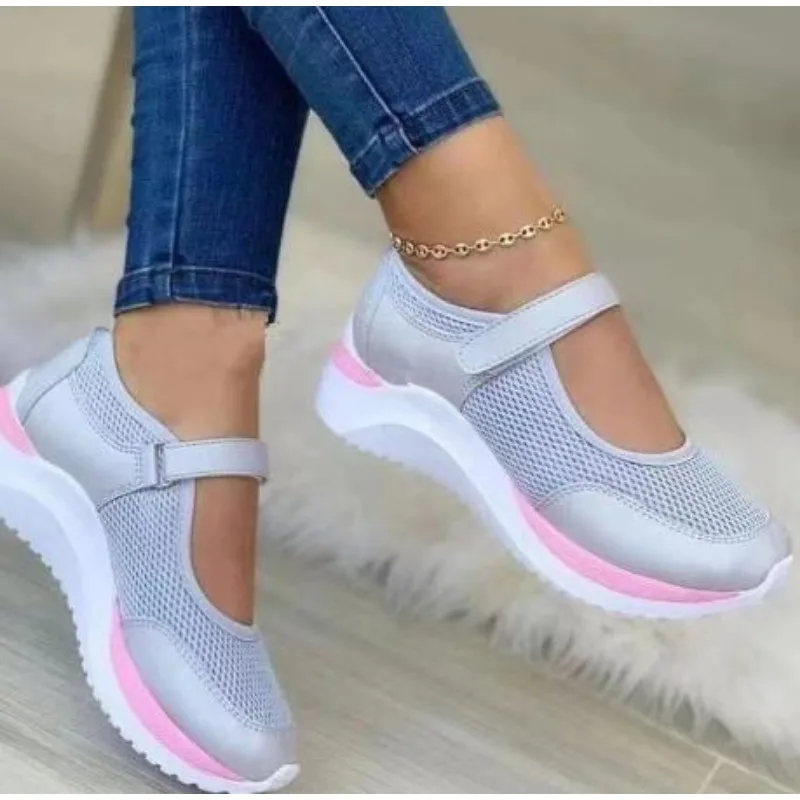 New AutumnOutdoorBreathable Mesh Shoes Women Casual Platform Sneakers Travel Walking Footwear Large Size Vulcanized Shoes