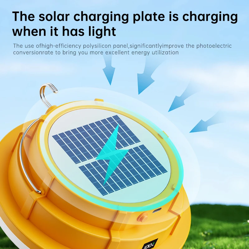 Outdoor Solar lade Garten Camping Lichter LED licht Form Multifunktionale Intelligente display Wasserdicht Langlebig Mit haken