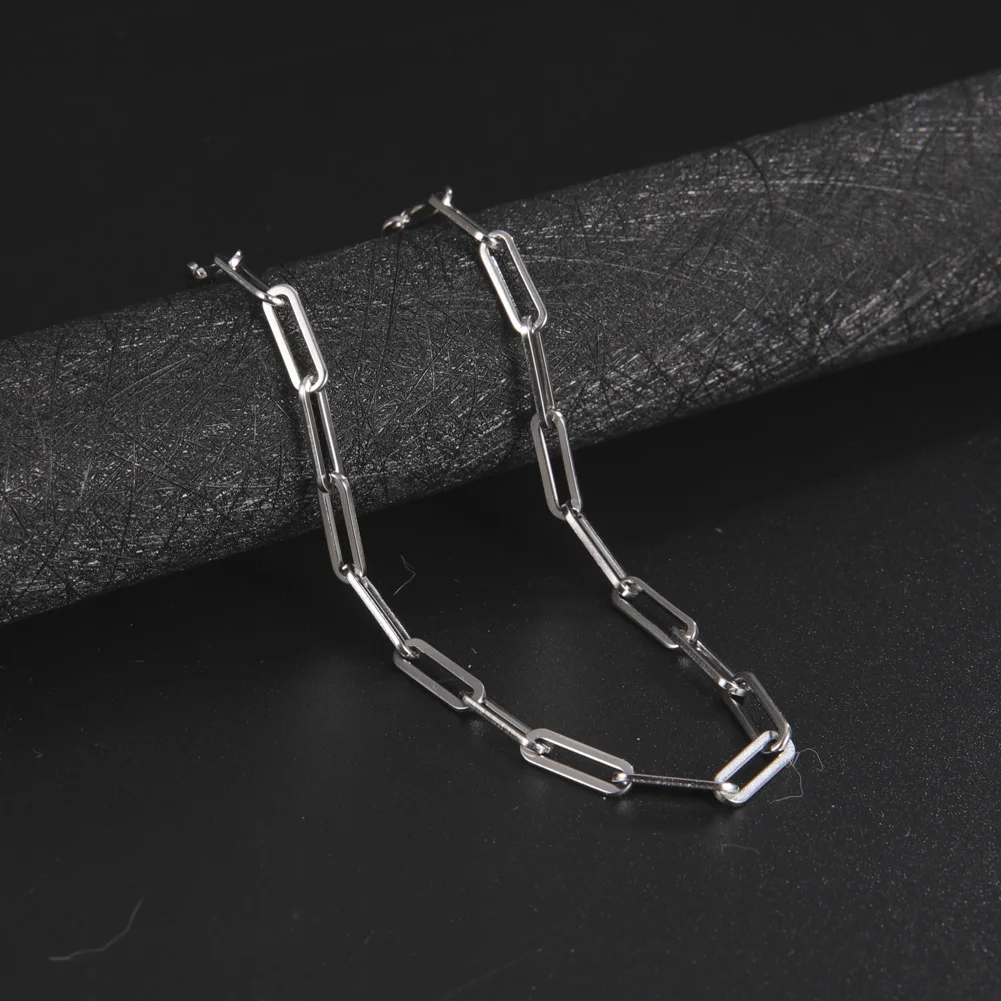 My Shape Spinacz łańcuszek naszyjnik Choker ze stali nierdzewnej naszyjniki dla kobiet mężczyzn Link owalny łańcuch kablowy biżuteria akcesoria DIY