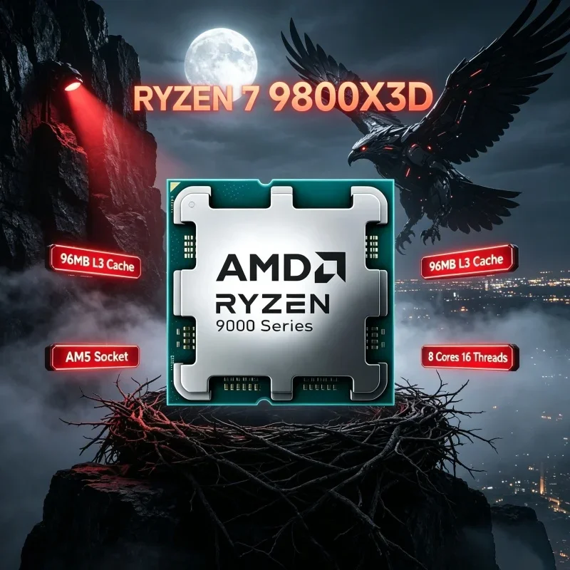 AMD Ryzen 7 9800X3D Desktop Gaming Processor 8 Cores 16 Threads AM5 Socket 96MB L3 Cache PC CPU