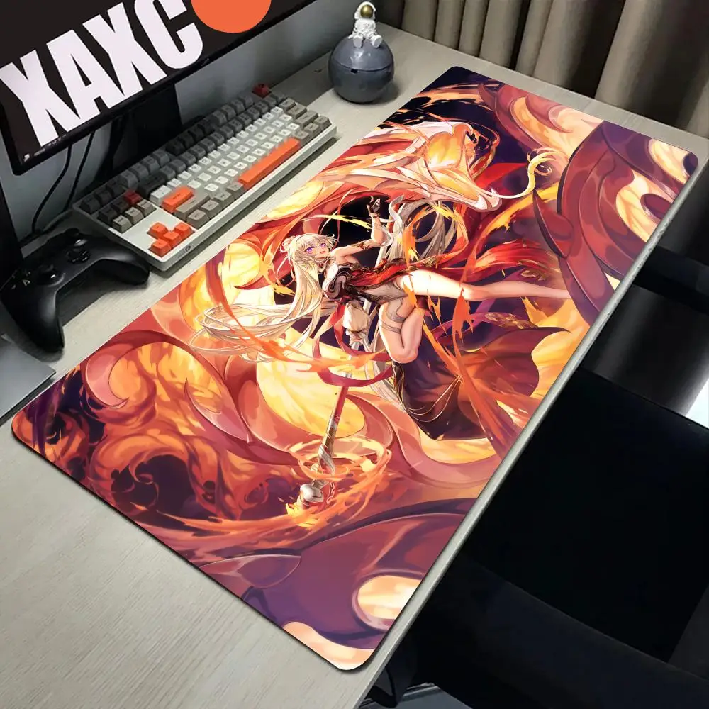 HYBXAXC Fashion Large Desk Pad Game Honkai Impact 3 Kiana Kaslana Mouse Pad Herrscher of the Void Rubber Lock Edge Mouse Mat