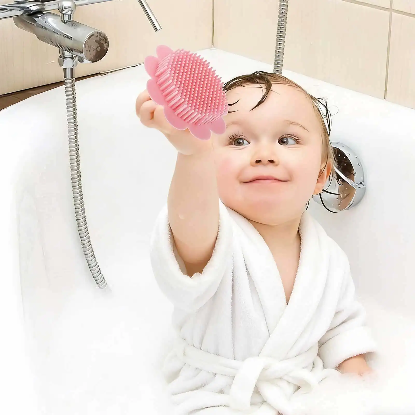 

1Pcs Silicone Shower Brush Bath Brush Hair Scalp Massager Portable Hair Washing Tool Infant Bathing Accessory