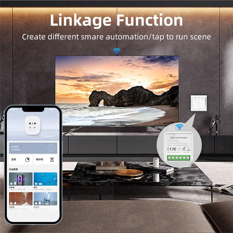 

2-позиционный переключатель включения/выключения Graffiti Smart Zigbee Smart 2-позиционный переключатель включения/выключения Мини-переключатель скрытой коробки