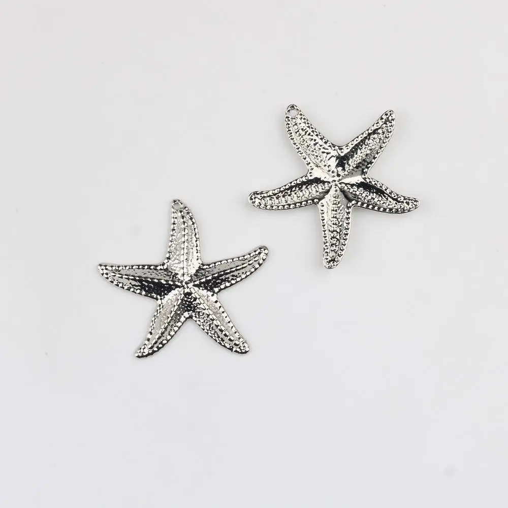 40pcs Handmade Silvery Golden Color Jewelry Pendant Charms Starfish Necklace Earrings Pendants Diy Jewelry Making Findings