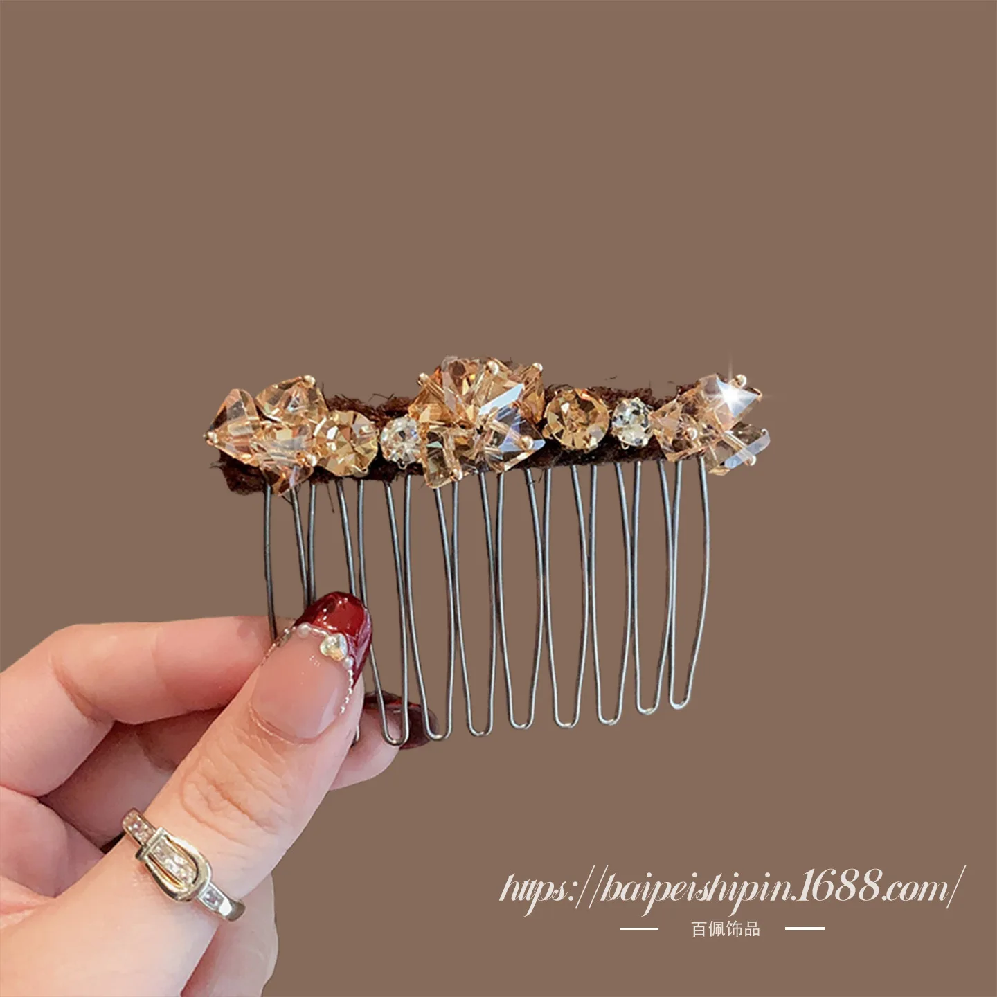 1pc Rhinestone Flower Backcomb Hair Stick 2026 New Hair Comb for Flyaway Hair r Messy Bun Updo Styling Tool Elegant