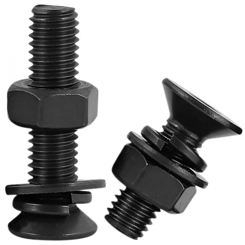Hex Socket Flat Head Screw Bolt and Nut with Washers 10.9/12.9 Grade Alloy Steel M2 M2.5 M3 M4 M5 M6 M8 M10 Allen Bolts and Nuts