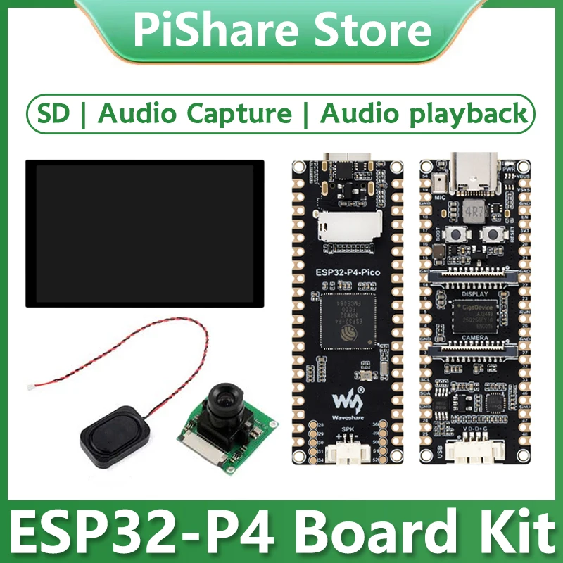 ESP32-P4 PICO Development Board with MIPI DSI 10.1-inch Display, CSI Camera, and Audio Speaker