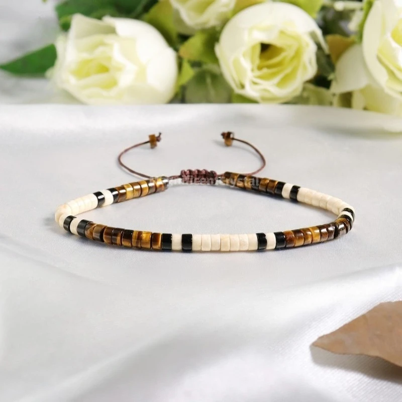 Balance Bracelet Tiger Eye Black Onyx MOP Strength Protection Harmony Gift for Her Him