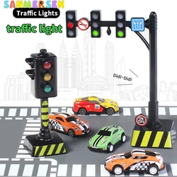 Safety Dducation Traffic Light Toy Lamp Block Brick City Street View Accessories Signpost Barrier Speed Indicator Warning