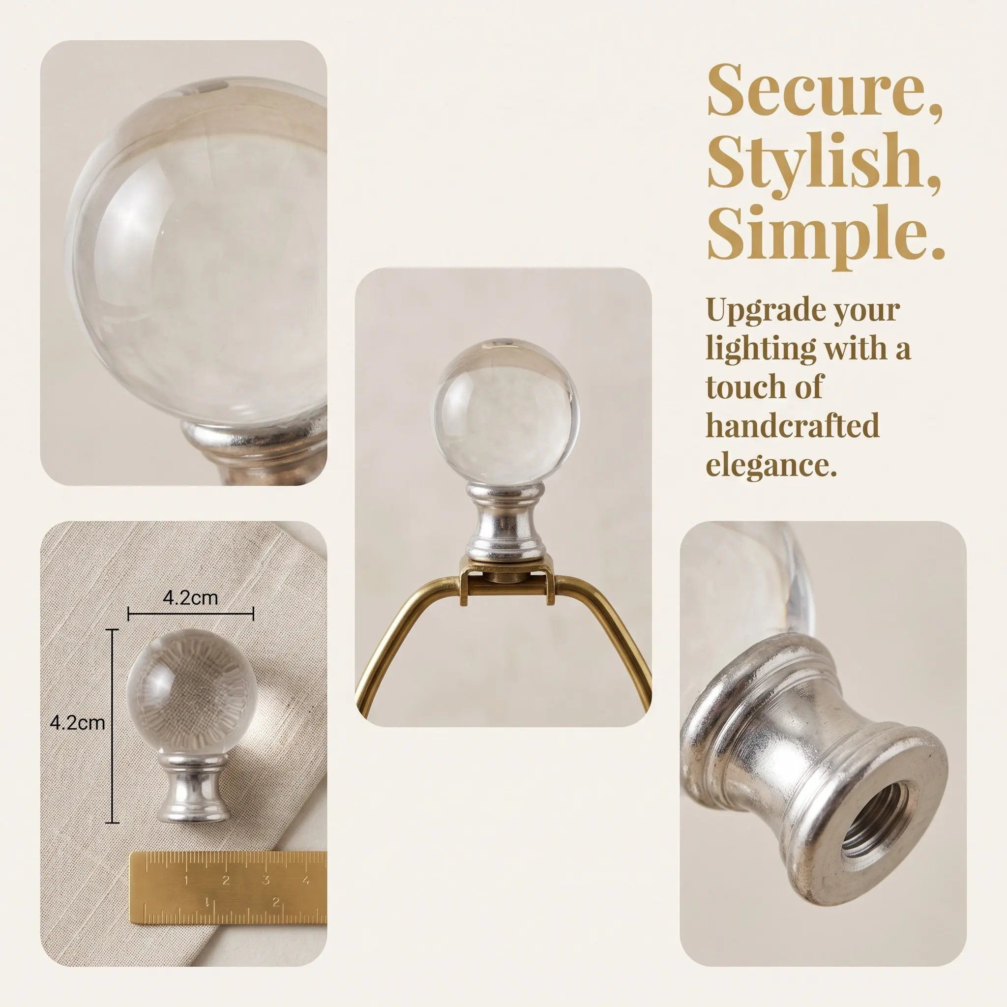 Glass Lamp Shade Finial Clear Decorative Head For Ceiling Table Lights Easy Screw-On Base Replacement Lamp Accessories
