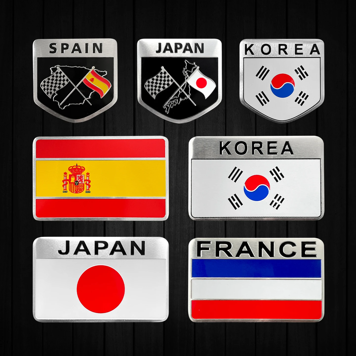3D Metal Aluminium National Flag Emblem Stickers Car Auto Motorcycle Scooter Body Fuel Tank Moto Shield Badge Decals Accessories