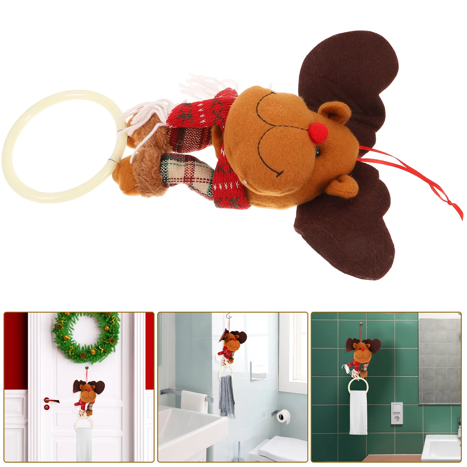 

1Pcs Christmas Themed Plastic Towel Ring Durable Simple Design Bathroom Towel Holder Hanging Hook Xmas Festival Storage Decor
