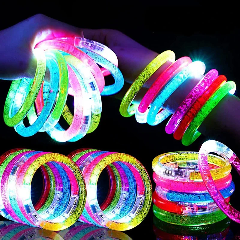 15/30 Pcs LED Light Up Bracelets Neon Glowing Bangle Luminous Wristbands Glow in The Dark Party Supplies for Kids Adults