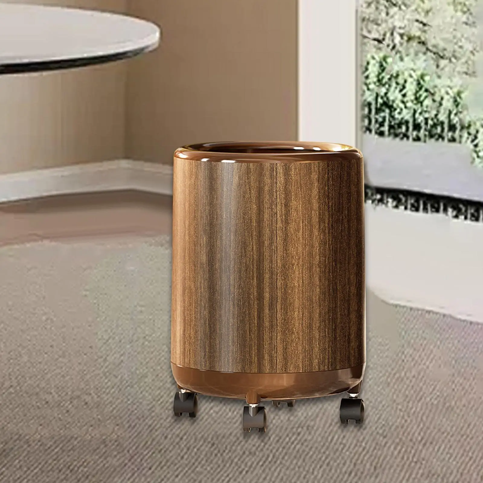 

Trash Can Imitation Wood Grain Stylish Storage Bin For Toilet Study BedroomNice