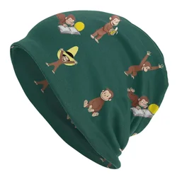 George The Curious Monkey Cartoon Skullies Czapki Czapki Ciepłe Jesienne Zimowe Czapki Outdoor Czapki z dzianiny dla mężczyzn Kobiety Dorośli