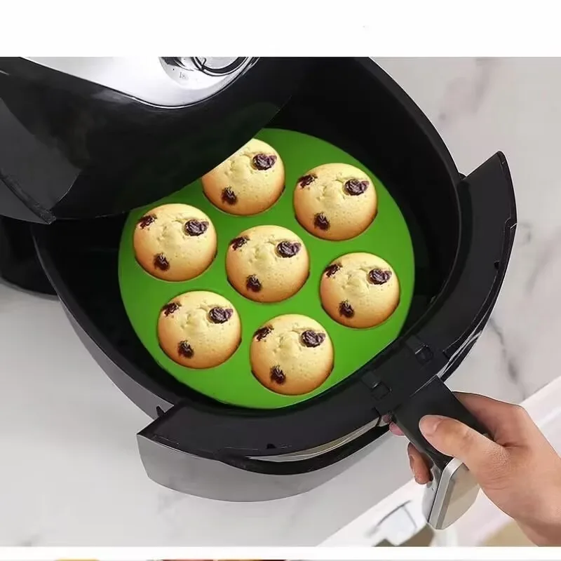 7-Hole Airfryer Accessory - Silicone Pot Muffin Cup Mold for Delicious Cakes & Pastries! image 4