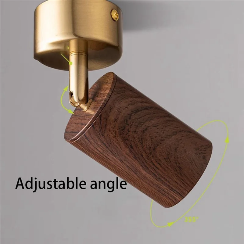 A76X-Adjustable Angle Led Spot Light Mounted Spotlights Small Ceiling Lamp Walnut Finish Aluminum Material