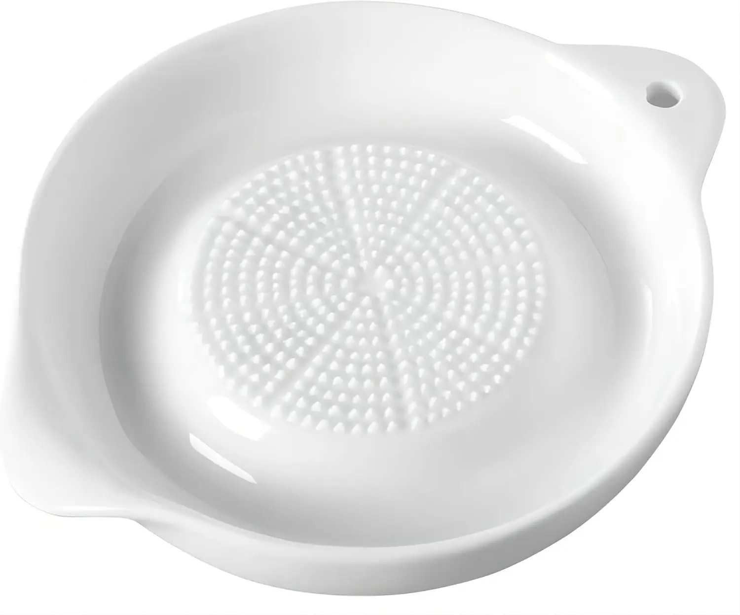 Ceramic Grater Plate for Ginger, Garlic, Onion, Cheese, Lemon, Chocolate, Vegetables and Fruits, 4 Inches, White