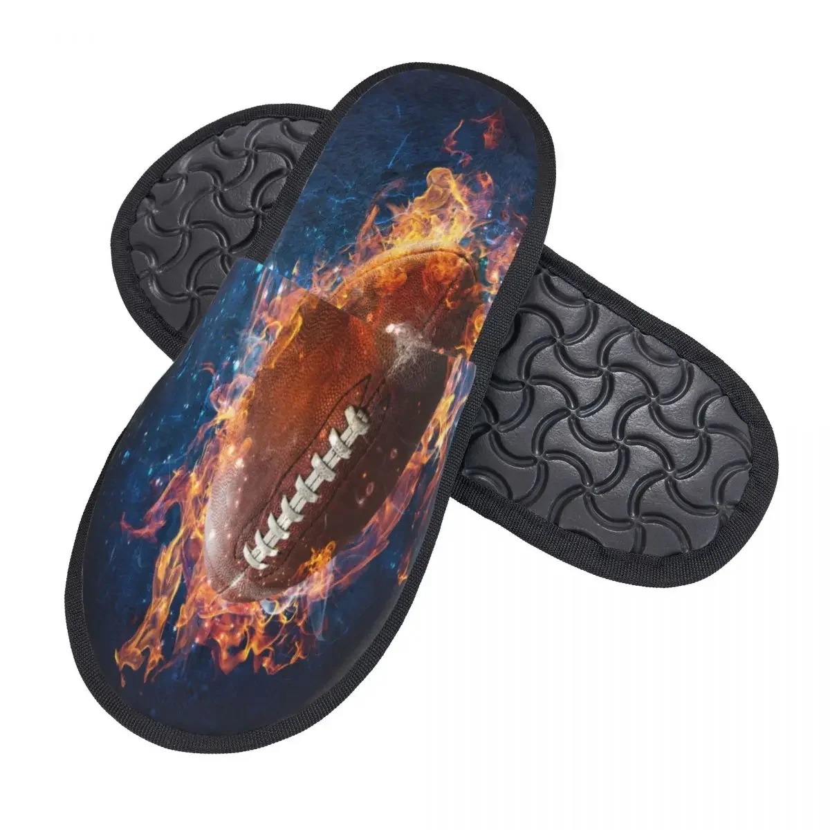 Men Women Plush Indoor Slippers American Fire Football Warm Soft Shoes Home Footwear Autumn Winter 2023