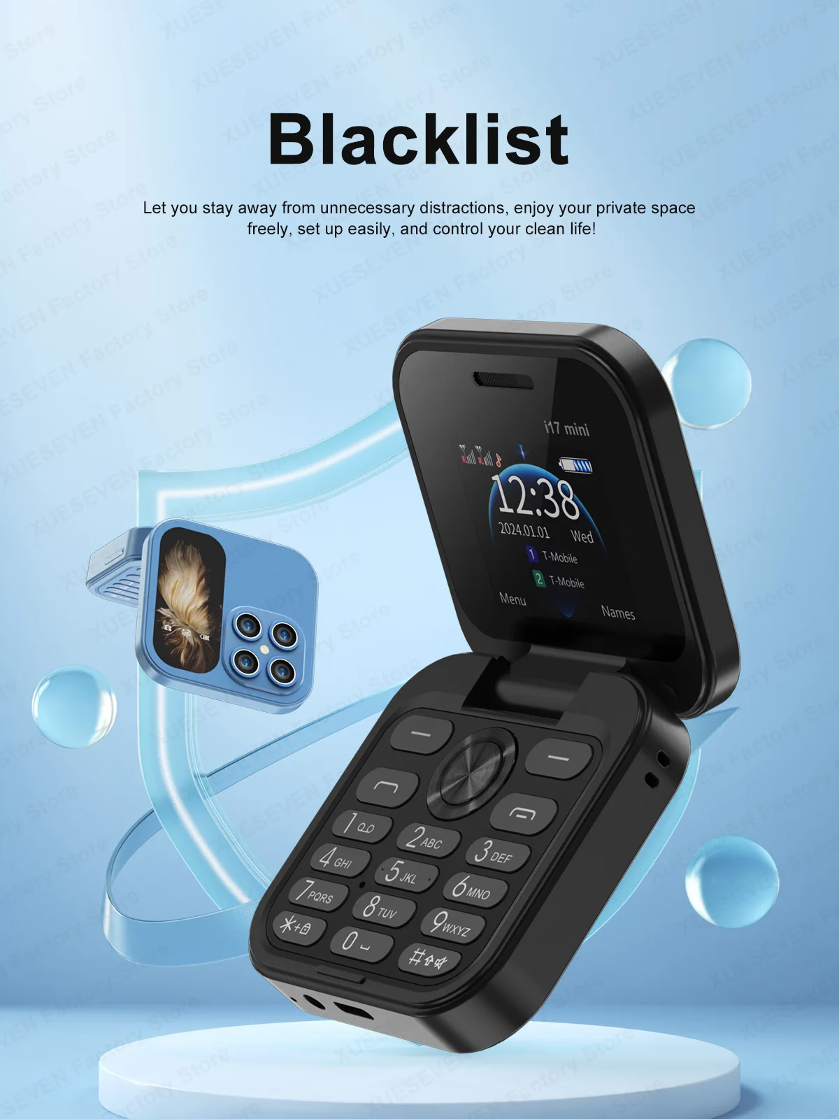 2025 Hot Sale SERVO I17Mini 2G Small Flip Mobile Phone 2 SIM Speed Dial Magic Vioce MP3 Flashlight Mini Fold Cellphone FM Radio