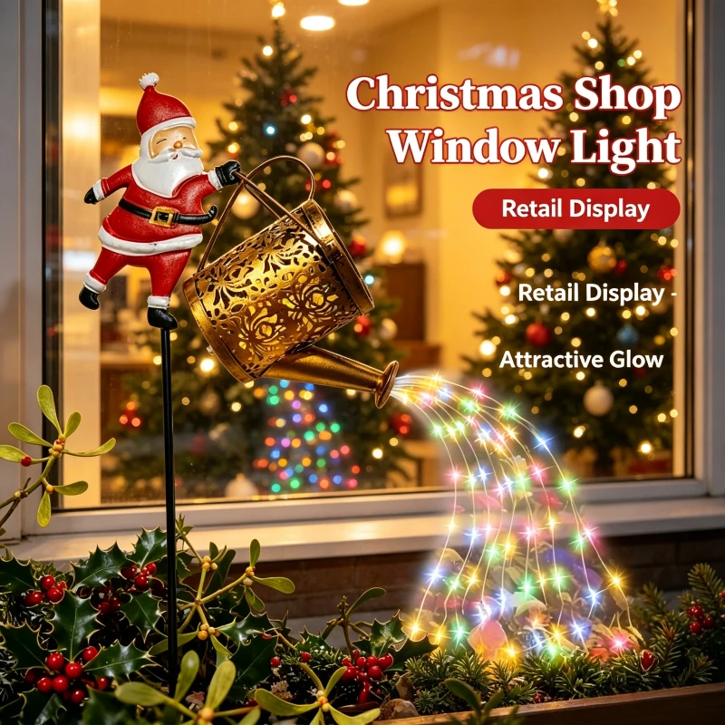 Garden Lawn Yard Kettle Light Solar Santa Christmas Decor Ambient Outdoor Ground Lamp Lighting for Pathway Walkway Driveway