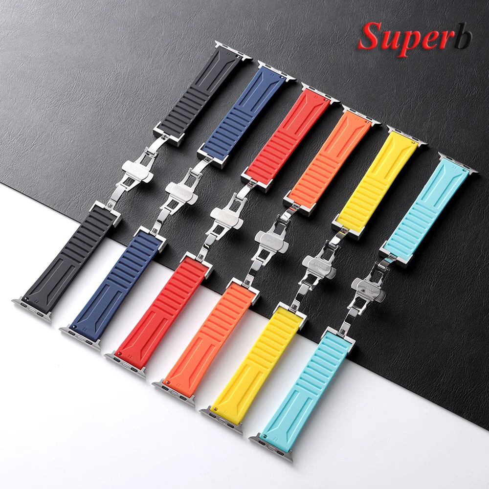 Pulseira de silicone para apple watch 46mm 45mm 44mm 42mm pulseira esportiva para iwatch ultra 2 1 49mm série 10 9 8 7 6 5 se correa pulseira