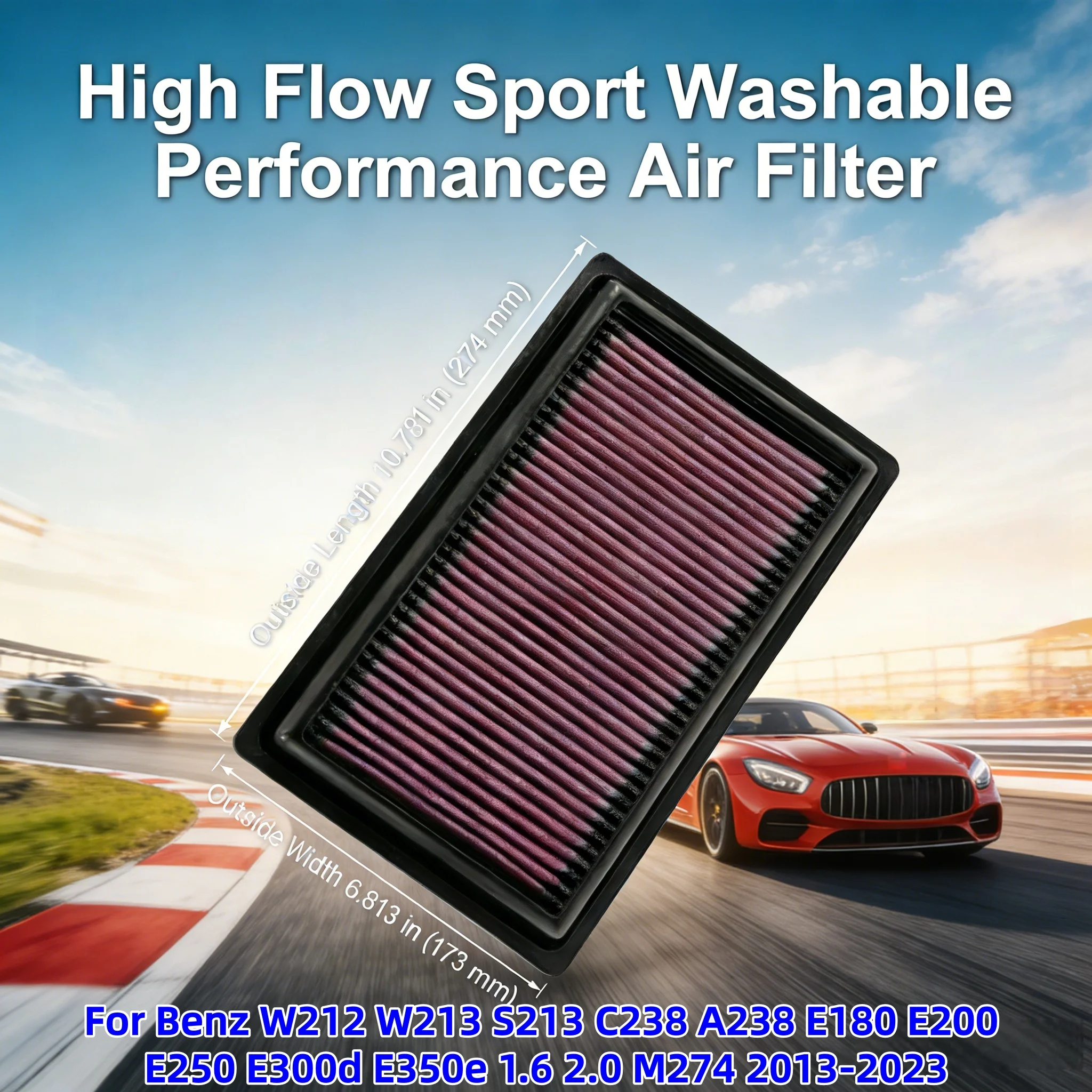 

Высокопроизводительный воздушный фильтр 33-3034 для Mercedes-Benz W212 W213 S213 C238 A238 E180 E200 E250 E300d E350e 1.6 2.0 M274 2013-2023