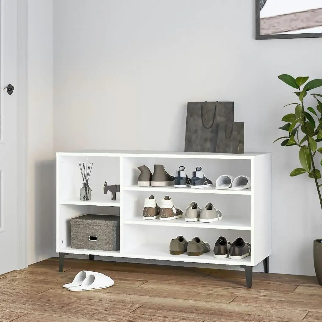 White Engineered Wood Shoe Cabinet 102x36x60 cm - Stylish Storage Solution