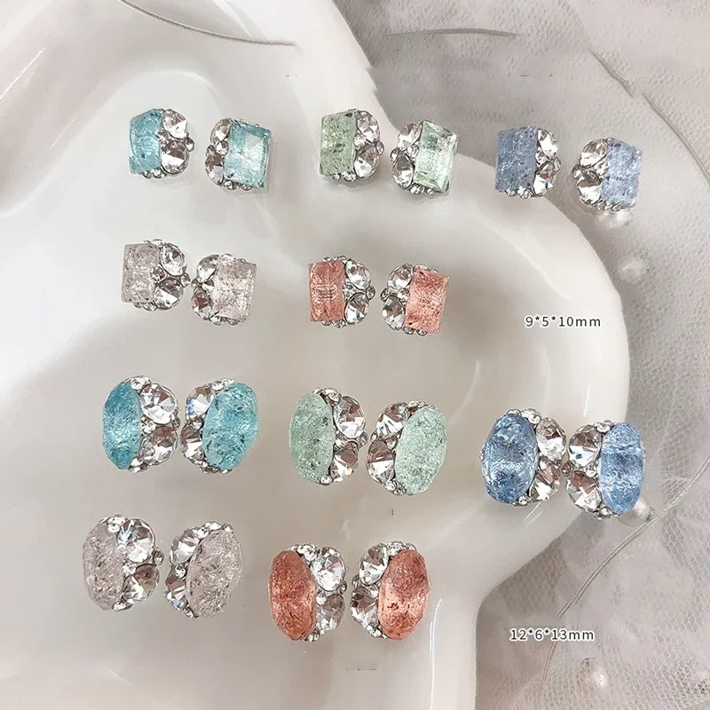 2 قطعة مكدسة عروق الجليد كريستال ثلاثية الأبعاد مسمار الفن فقاعة حجر الراين كومة السحر اكسسوارات للصيف الأظافر لوازم الديكور أداة