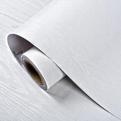 45cm white wood grain PVC wall sticker waterproof kitchen wardrobe furniture decoration wallpaper home decoration self-adhesive