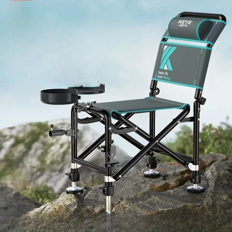 All-Terrain Foldable Fishing Chair, Infinitely Adjustable Knight Style, Quick-Eject Lumbar Support, Outdoor Camping Stool