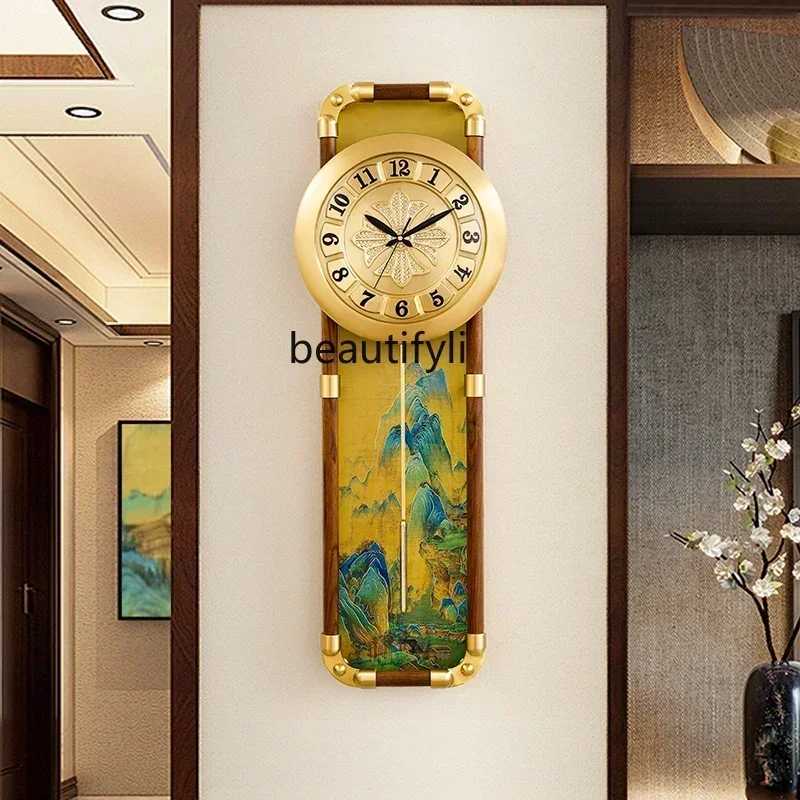 LHY26 ss New style New Chinese-style living room wall clock household wall hanging silent Seiko clocks high-end hour clocks wall