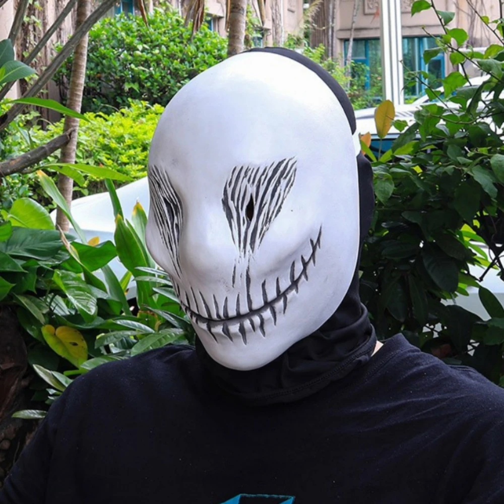 หน้ากากปีศาจน่ากลัวสีขาว Ghost Latex หน้ากากครึ่งหน้าฮาโลวีนคอสเพลย์ Slenderman สยองขวัญ Monster หน้ากาก Carnival Party Prank Props