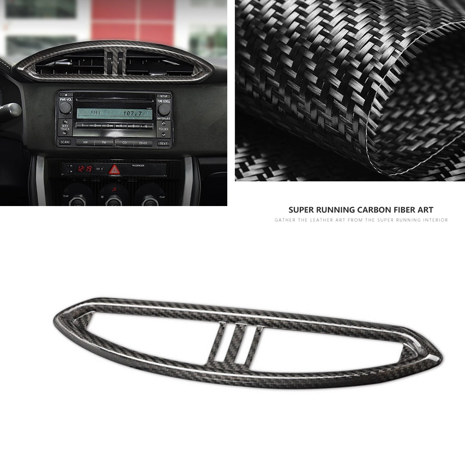 

For Subaru BRZ Toyota 86 Scion FR-S 2012-20 Center Console Air Vent Outlet Cover Trim Carbon Fiber Dashboard Panel Sticker Frame