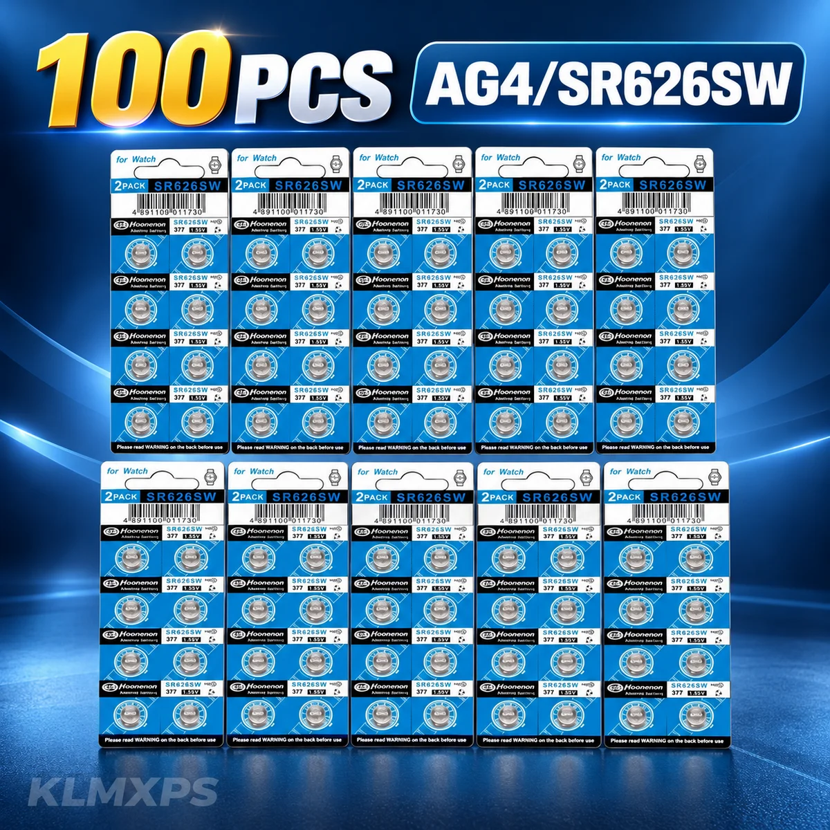 100Pcs AG4 1.5V Watch Button Cell Batteries, SR626SW LR626 SR626 626SW 377A V377 for Mini Flashlights, Toys, Thermometers
