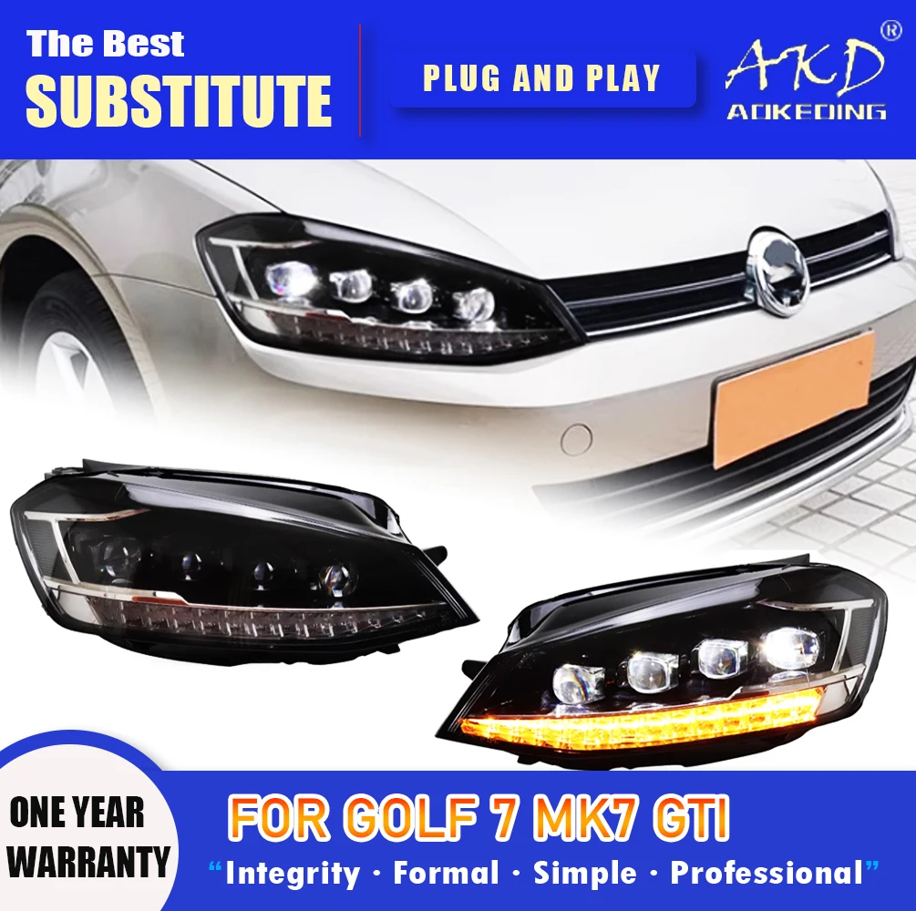 AKD Head Lamp for VW Golf7 LED Headlight 2013-2017 Headlights Golf 7 MK7 DRL Turn Signal High Beam Angel Eye Projector Lens