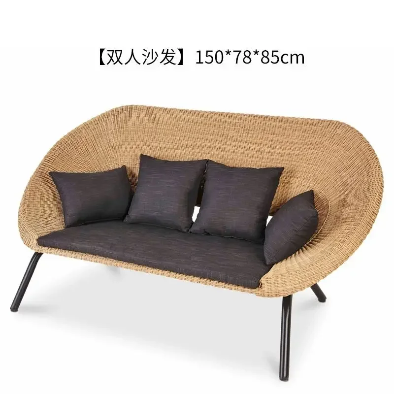 A Outdoor rattan sofa combination single rattan chair living room rattan furniture table and chairs waterproof and sunscreen