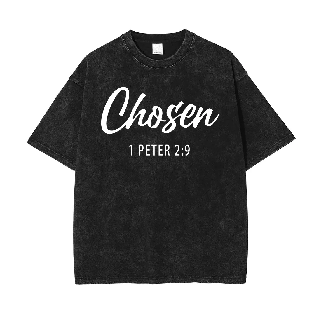 

Men CHOSEN Letter Printed T-shirt Oversized Streetwear Vintage Washed Short Sleeve O-neck 2025T Shirt Summer Male Tops