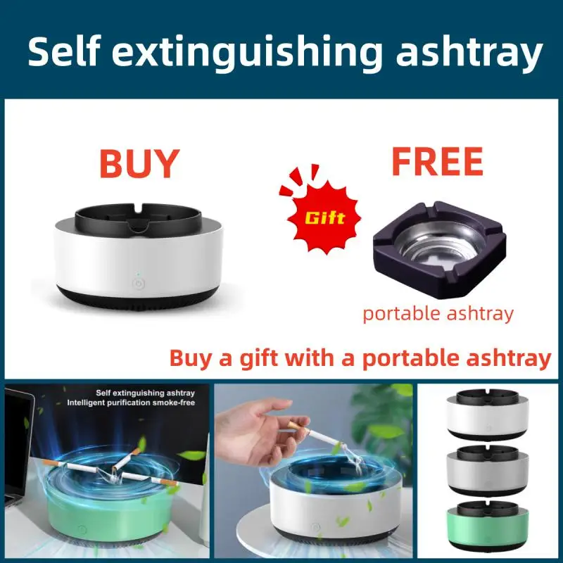 Remove Smoke Smell Smart Ashtray Flame Retardant Smokeless Ashtray Desktop Remove Odor Smoking Accessories Small Auto Air Filter