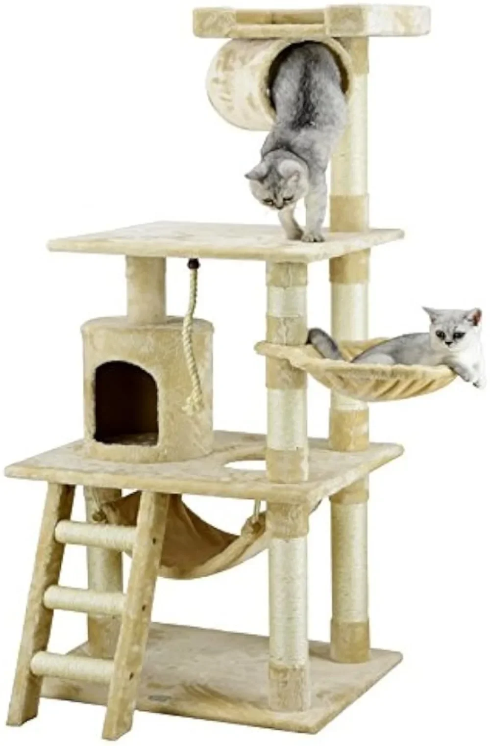 

62" Classic Cat Tree Kitty Tower Kitten Condo Scratcher for Indoor Cats with Sisal Posts, Condo, Ladder, Soft Perch,