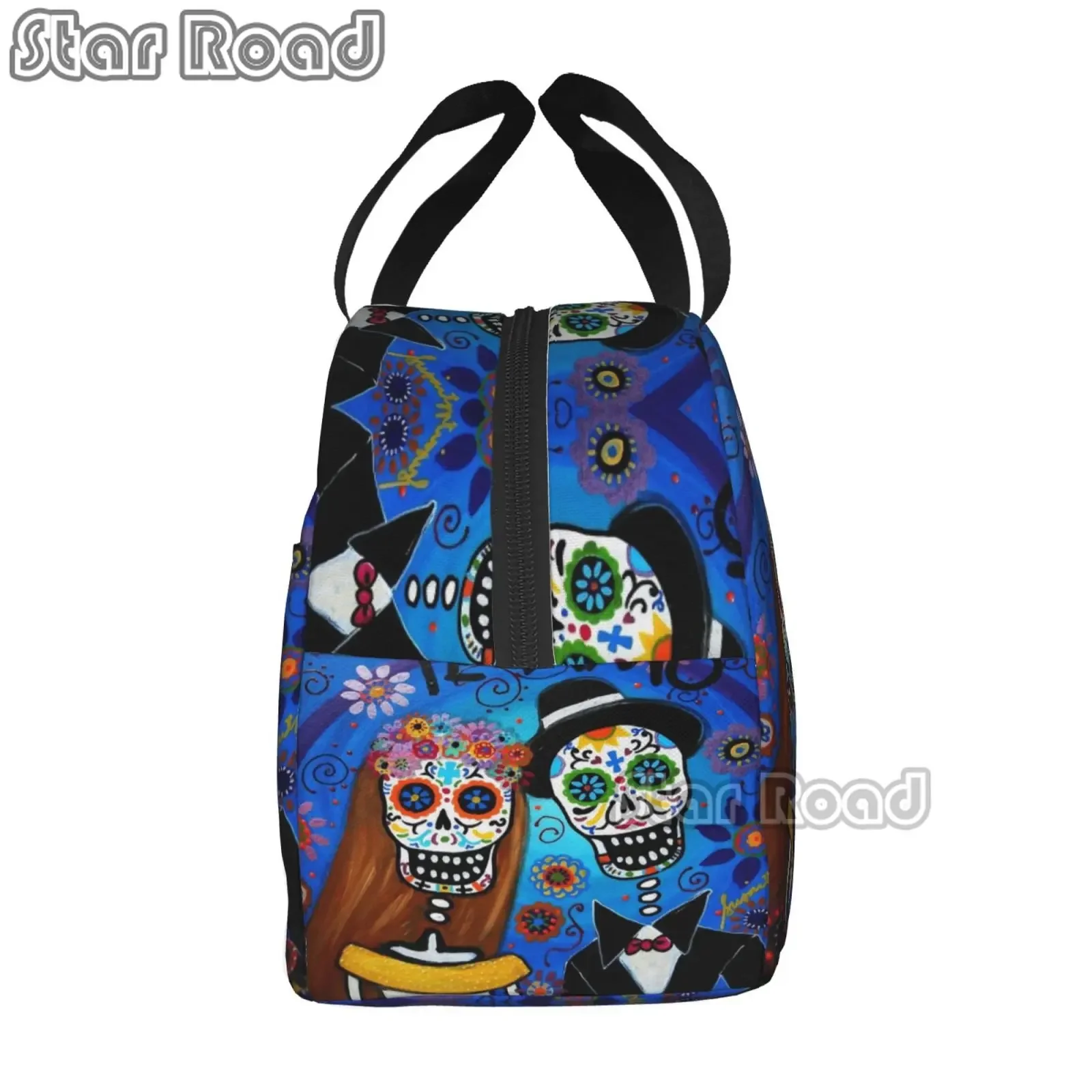 Frida Skull Day of Dead Insulated Lunch Tote Bag for Women Mexican Flowers Catrina Resuable Thermal Cooler Bento Box School