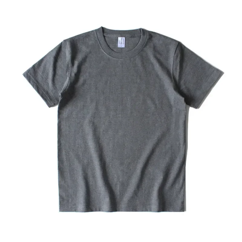 265G Japanse Katoen Dikke Zware Solid Naadloze Geweven Ronde Hals Korte Mouw T-shirt Mannen Vrouwen Ademend T-shirts Top Tees - afbeelding 2