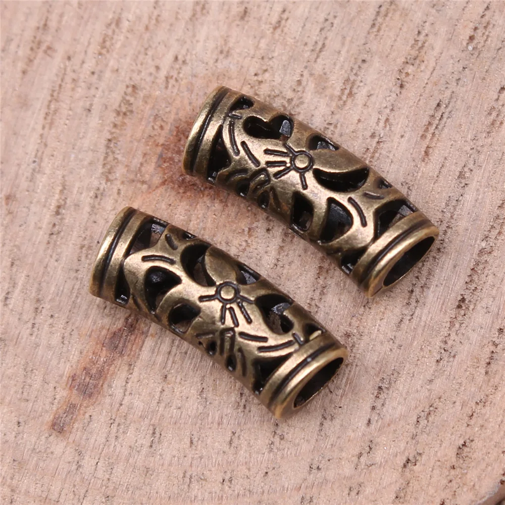 10pcs 20x8x6mm Antique Bronze Color Engraved Curved Spacer Beads For Jewelry Making A13430