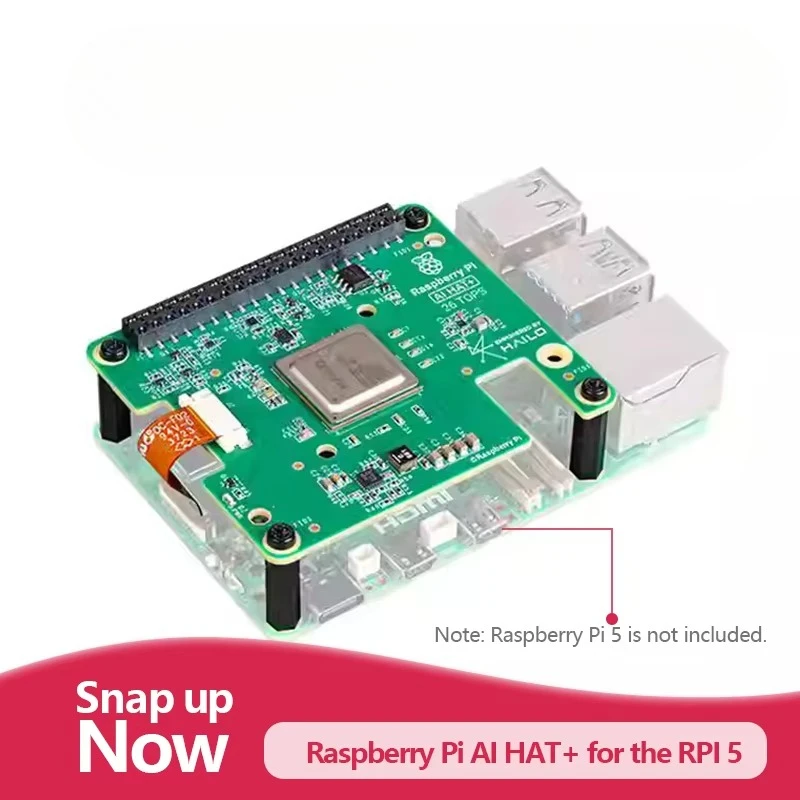 Raspberry Pi 5 AI HAT+ Artificial Intelligence Kit with Hailo8l/Hailo8 Accelerator Module, 13Tops/26Tops
