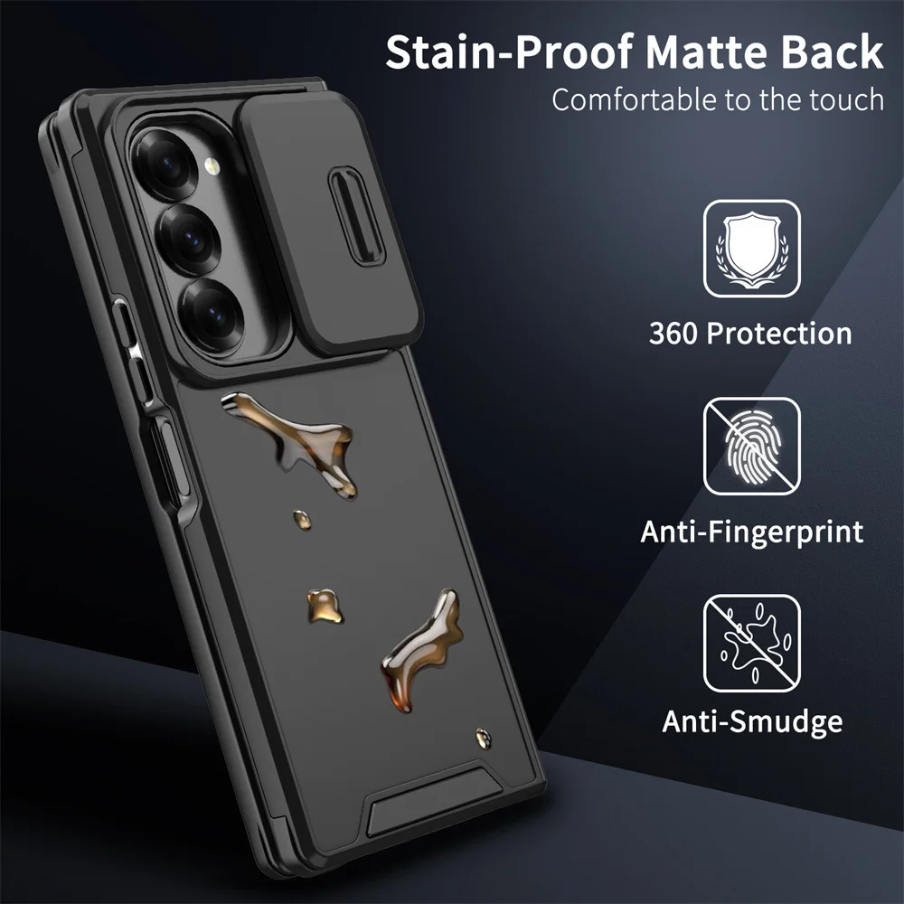 Luxury Slide Camera Protection Phone Case For Samsung Galaxy Z Fold 6 4 5 Fold6 Fold4 Fold5 ZFold6 Shockproof Armour Back Cover