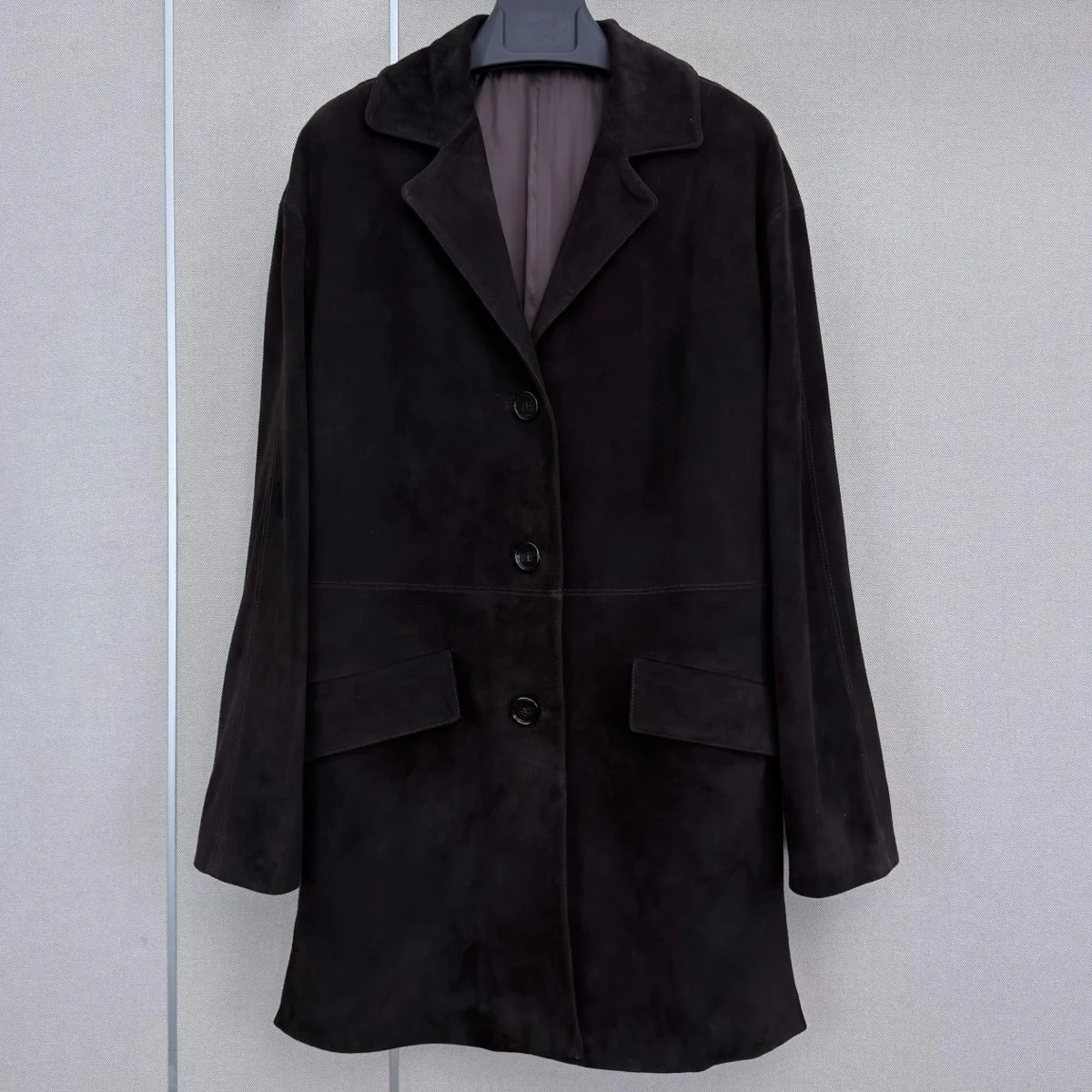 High Quality Women Notched Lapel Mid Length Coat, Single Breasted Loose Casual Outerwear With Flap Pockets lyt261012141