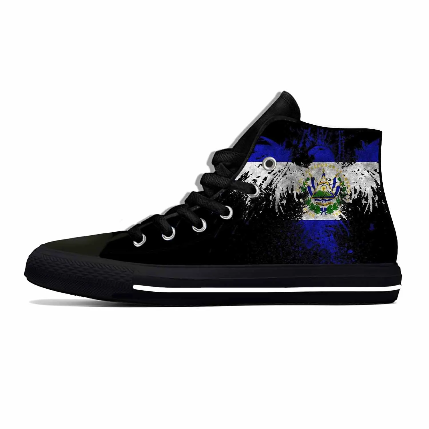 El Salvador Salvadoran Flag Patriotic Pride Funny Casual Shoes High Top Lightweight Board Shoes Breathable Men Women Sneakers