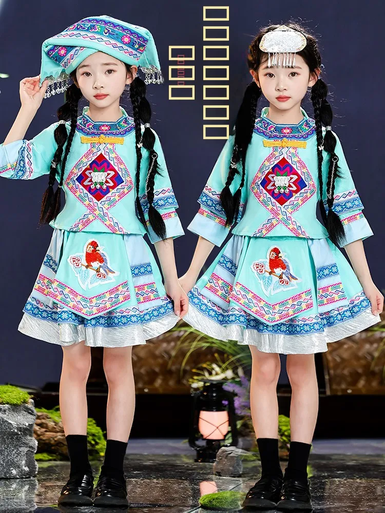 

Children's Zhuang Ethnicity Performance Clothing Female Toddler Miao Ethnicity Costume New 2026 Style Guangxi San Yue San