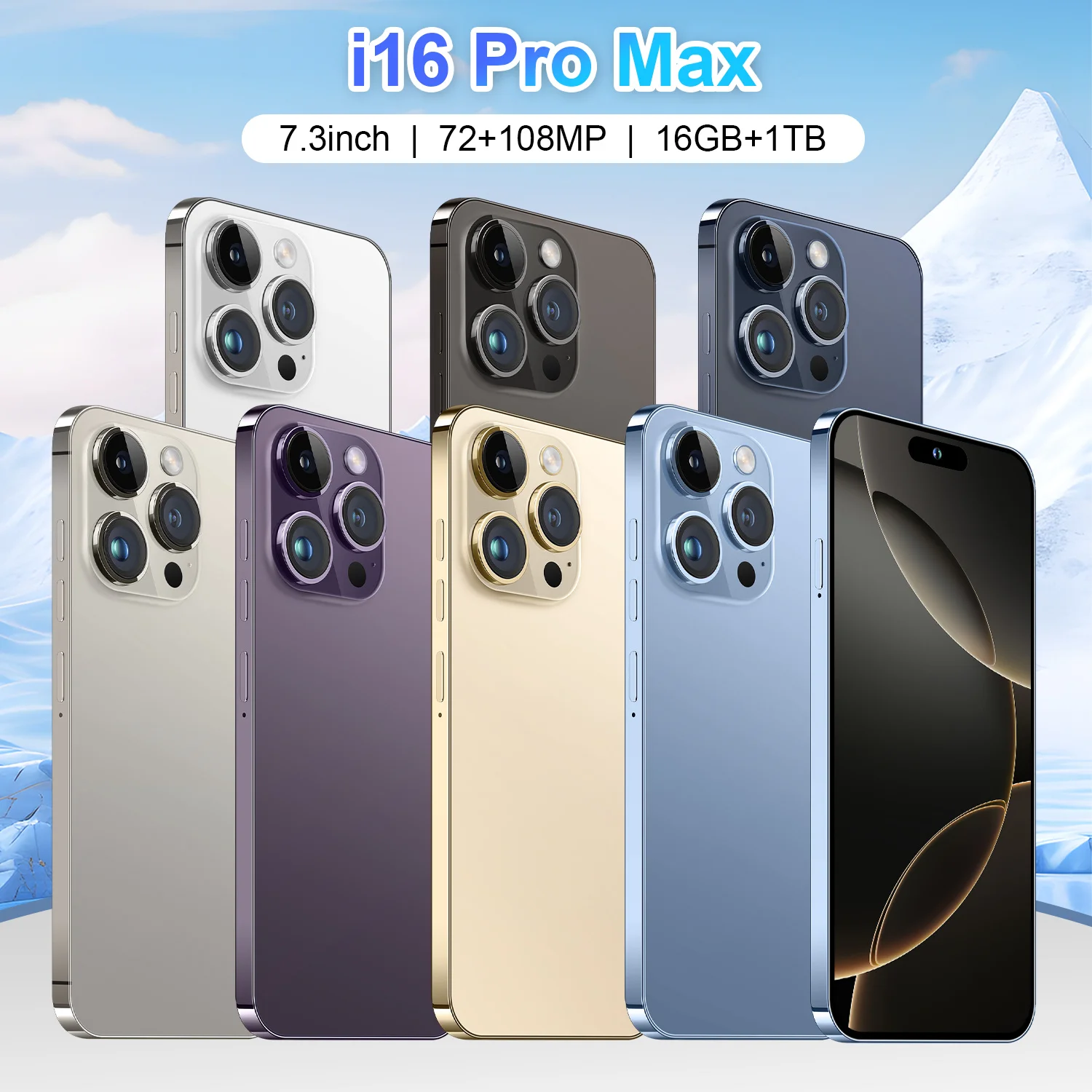 Original I16 Phone 16 Pro Max Neuf 6.7 Inch 12gb + 512gb Clone Smartphone 8 Core Celulares 14 Pro Max Unlocked Phone